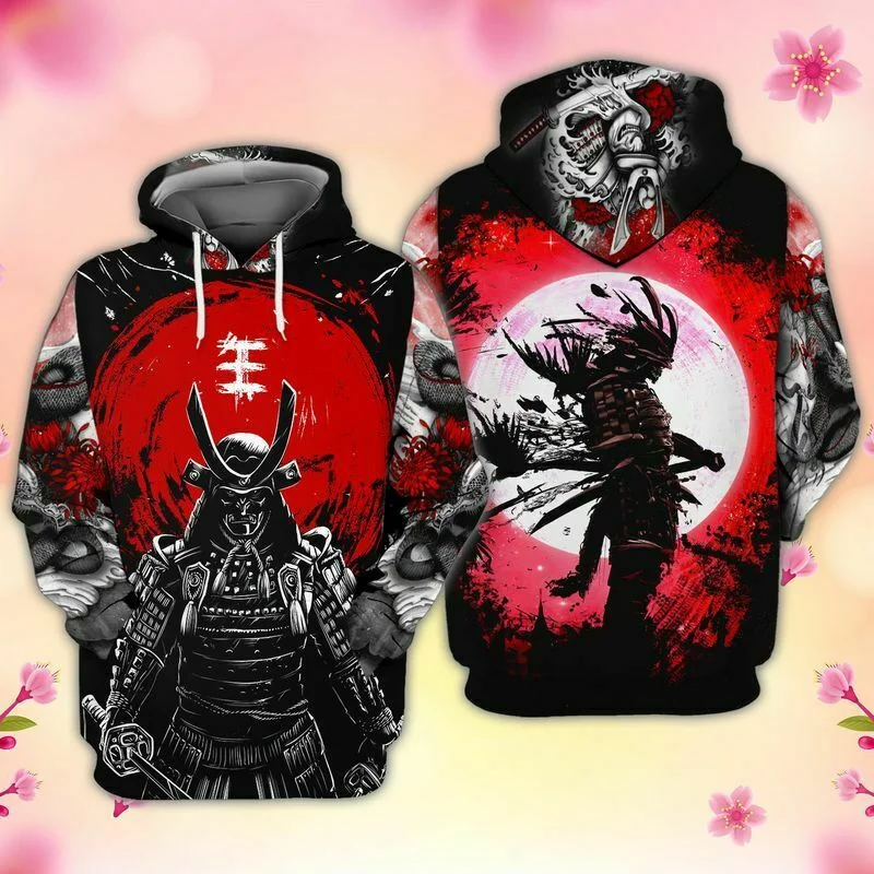 Top Trends: Red Moon Samurai Hoodie 3D Print Hoodie 2023 Newest Fashion Casual Sweatshirt Shoppable Styles