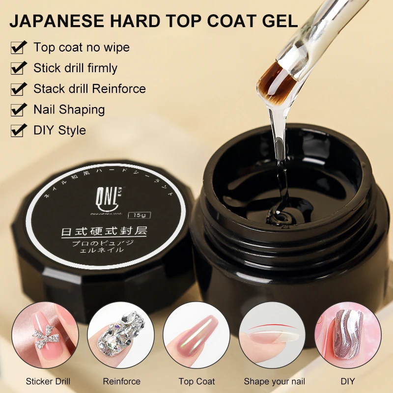 Top Trends: 5 IN 1 Japanese Hard Top Coat 15ml Reinforce Gel Nail No Wipe Top Gel Efficient Function Adhesive Water Nail Art Gel DIY Design Shoppable Styles