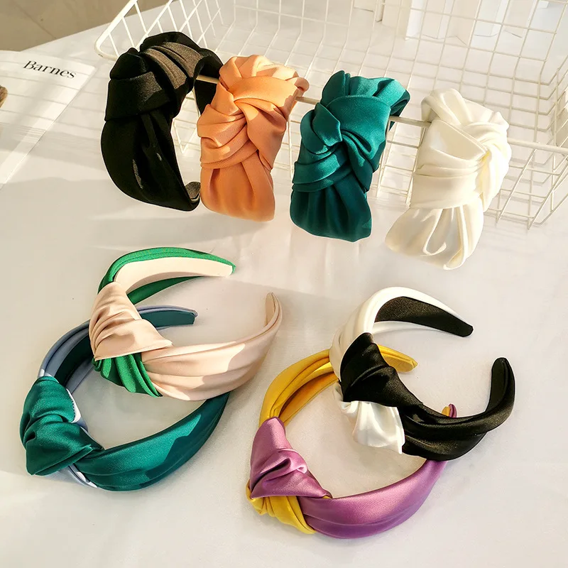 Top Trends: Solid Fabric Satin Wide Hair Band Hairband Korean Headbands For Women Girl Fashion Accessorie Shoppable Styles