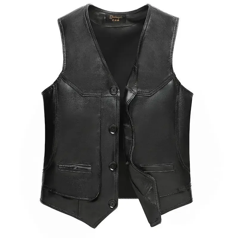 Top Trends: Genuine Leather Vest Men&#039;s Cowhide Multi Pocket Vest Men&#039;s Vest Autumn And Winter Middle And Old Age Vest Large Leather Vest Shoppable Styles