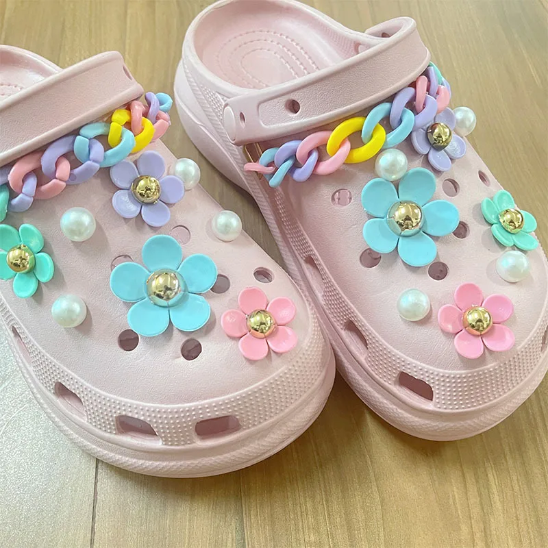 Top Trends: 1set Slipper Set Colorful Cute Charms For Accessories With FLowers And Luxurious Pearls For Kids&Women Hole Shoe Decoration Shoppable Styles