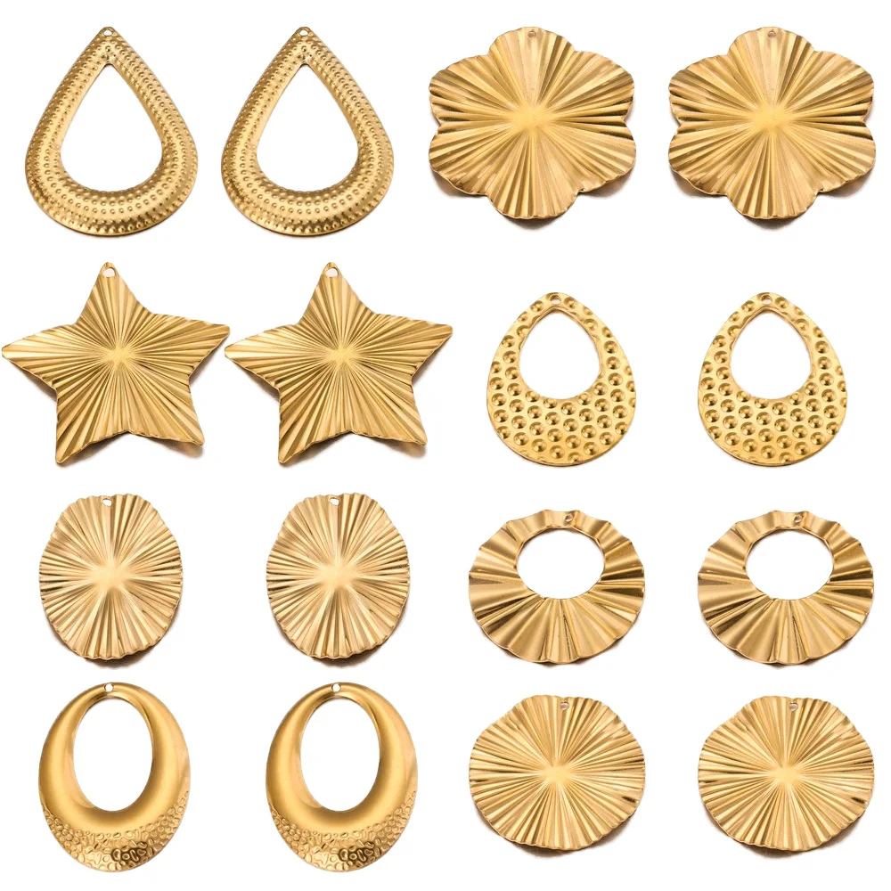 Top Trends: 10PCS Lot Stainless Steel Gold Large Drop Flower Earrings Charms Jewelry Making Supplies Findings Connectors Necklaces Bracelet Shoppable Styles