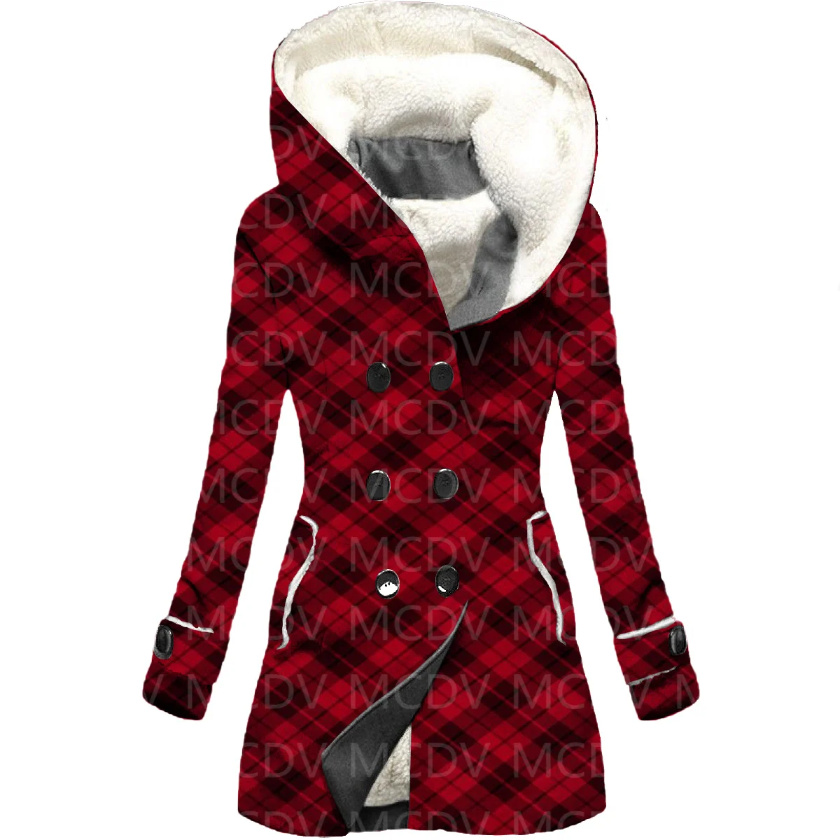 Top Trends: Christmas 3D Printed Fleece Hooded Cloak Women Thick Warm Coat Women's Winter Warm Overcoat Shoppable Styles