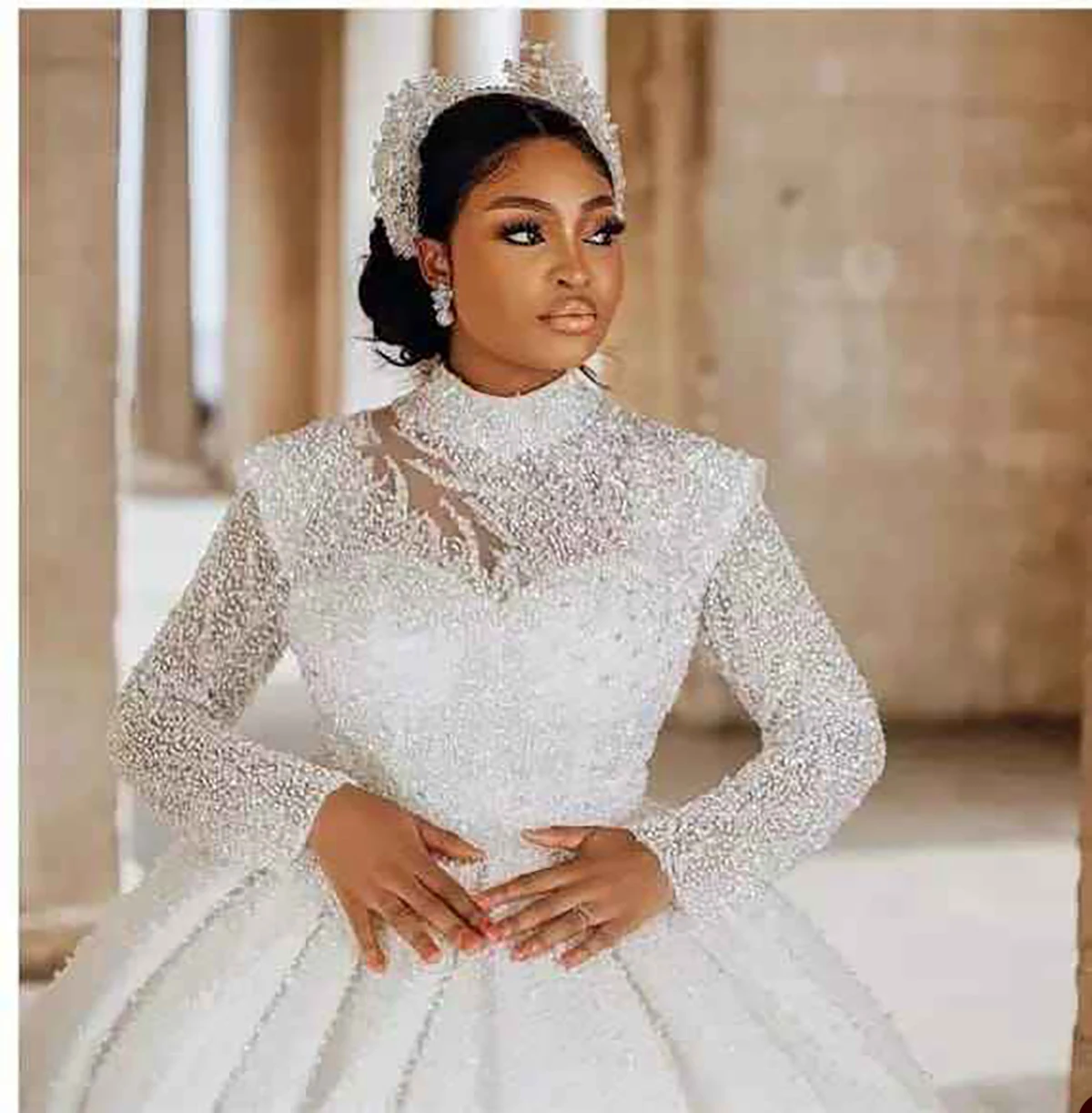 Top Trends: Luxurious Ball Gown Wedding Dresses High Collar Lace Crystal Beading Sparkling Bridal Gowns Custom Made Vestido De Novia Shoppable Styles - Image 2