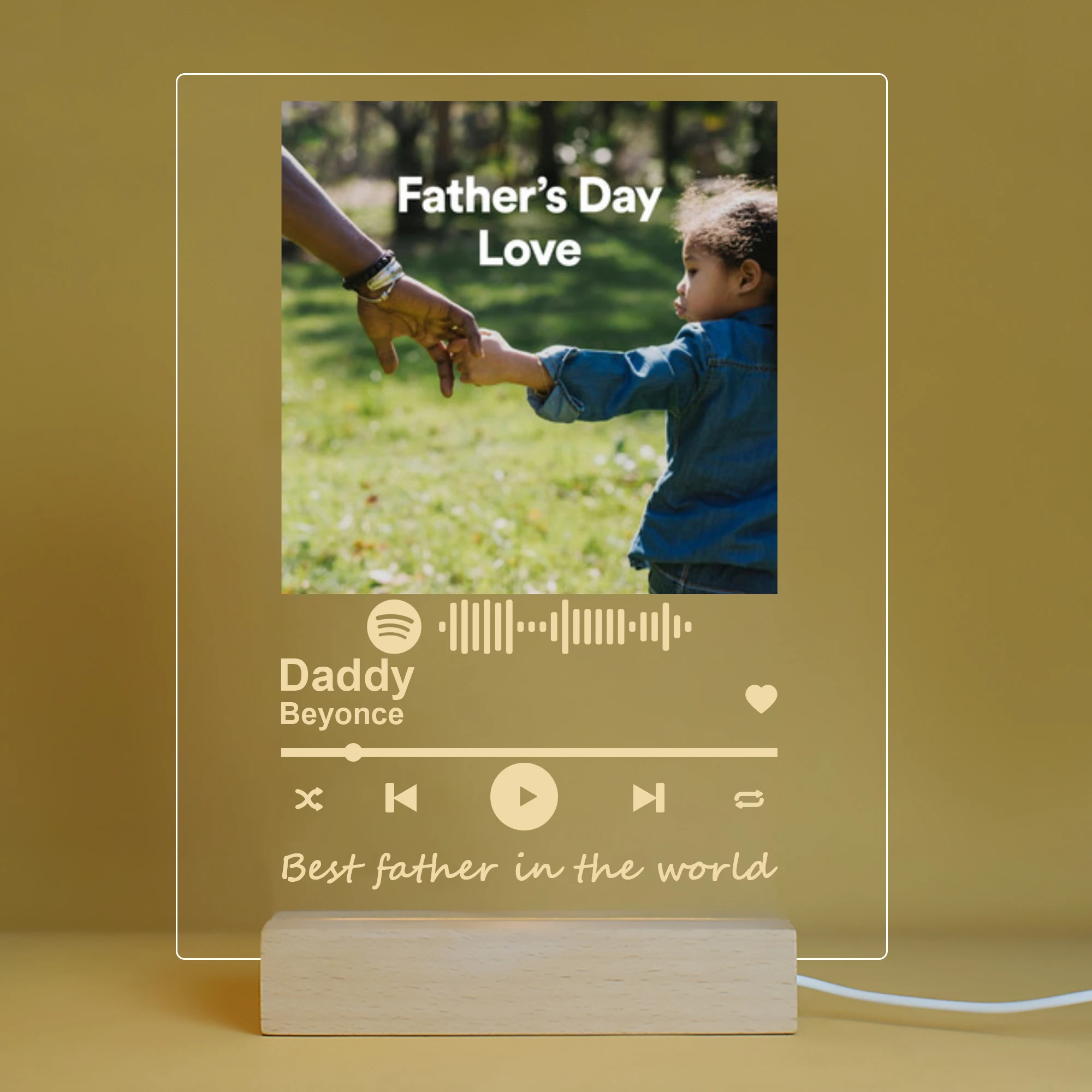 Top Trends: Personalized Customized Photo Spotify Code Acrylic Board With LED Wooden Base USB Light Set For Father&#039;s Day Gift Shoppable Styles