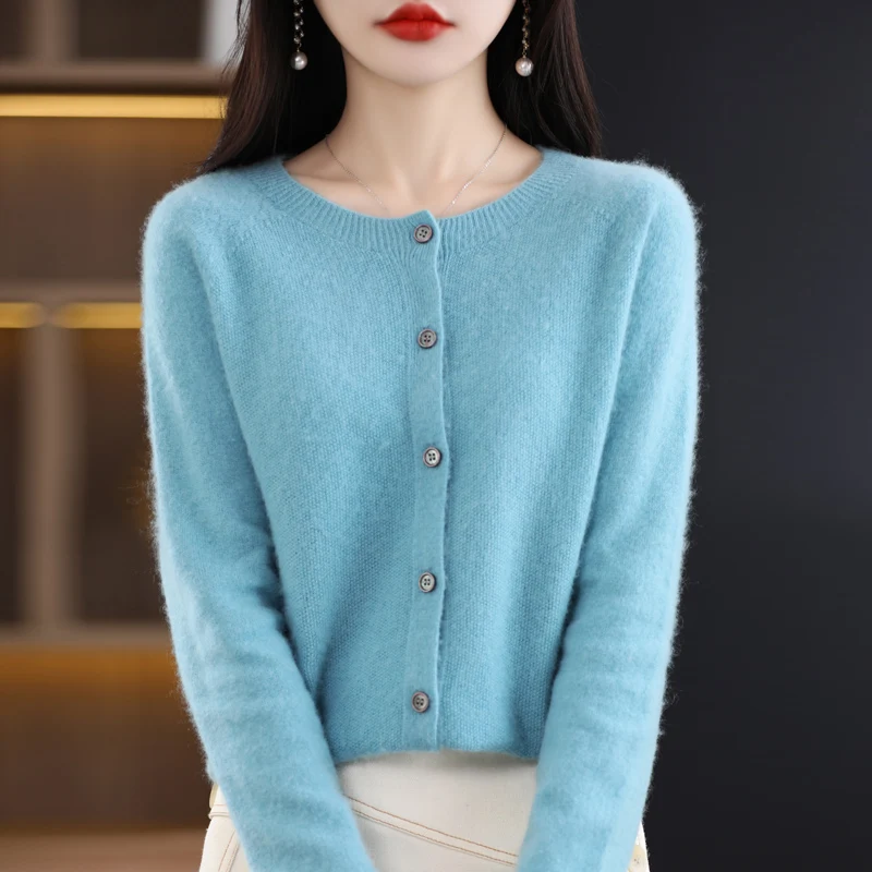 Top Trends: Long-sleeved Women&#039;s Sweater Cashmere Knitted 100% Pure Merino Wool O-neck Cardigan Sweater Coat In Autumn And Winter. Shoppable Styles