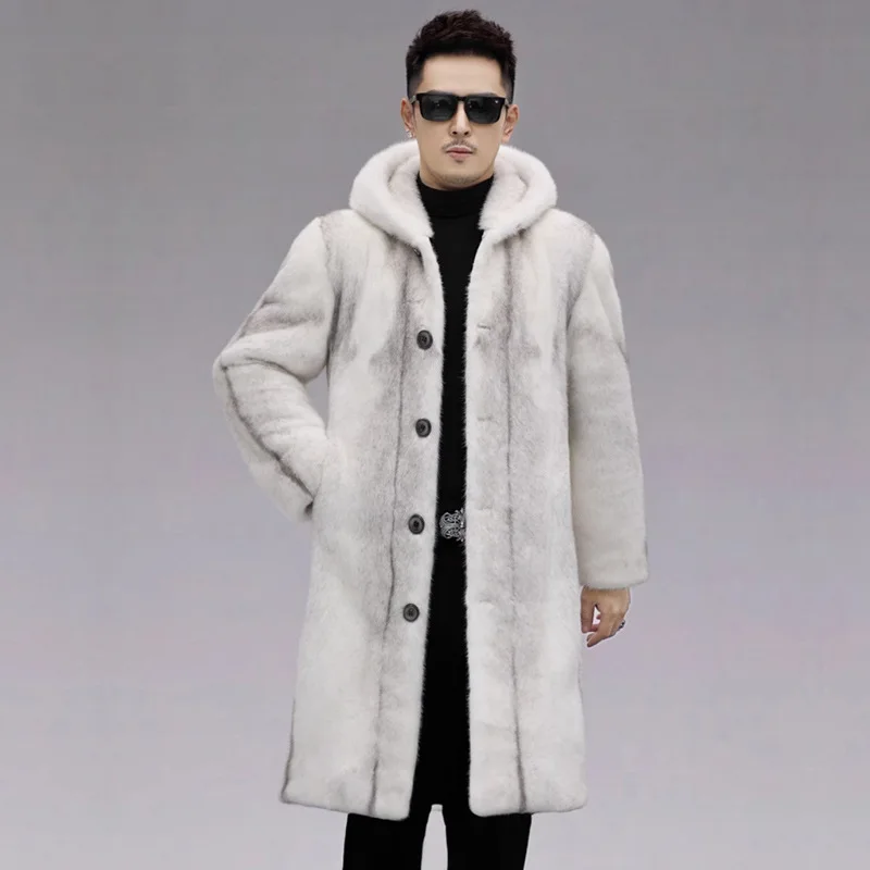 Top Trends: High Quality Winter Warm Faux Fur Coat Men Hooded Thick Mid-length Fur Coat Jacket Plus Size Brand Single-breasted Men Clothing Shoppable Styles