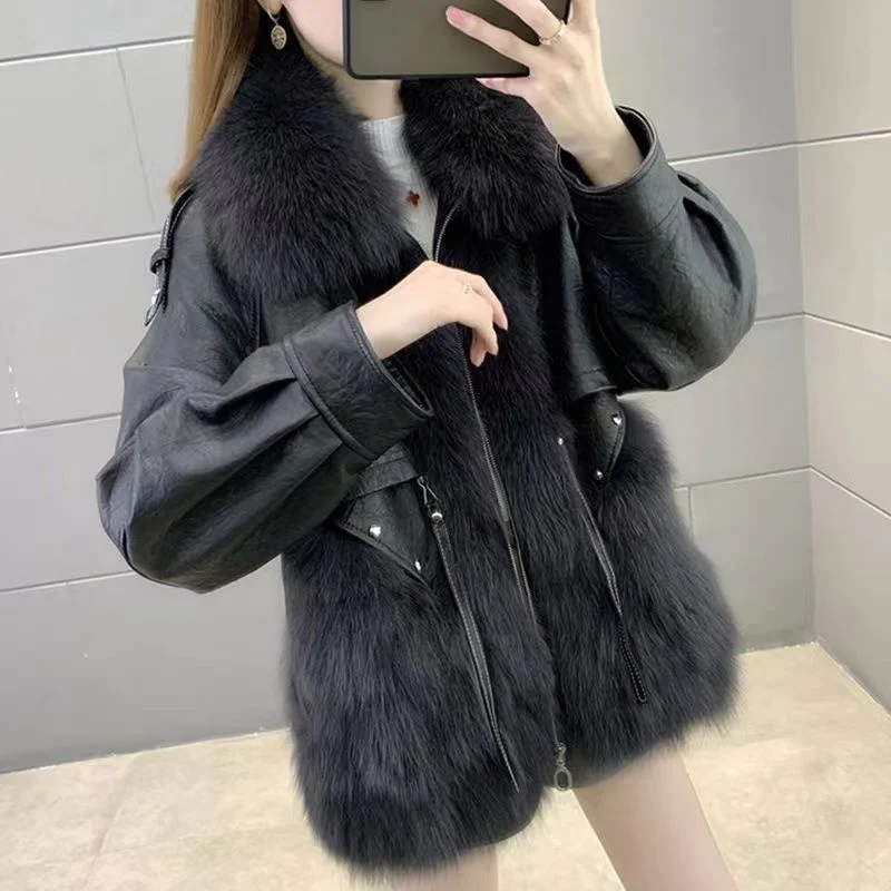 Top Trends: 2023 Autumn And Winter New Faux Fur Coat Women&#039;s Cotton Thickened Leather Coat Youth Fashion Loose Imitation Fur Jacket Shoppable Styles