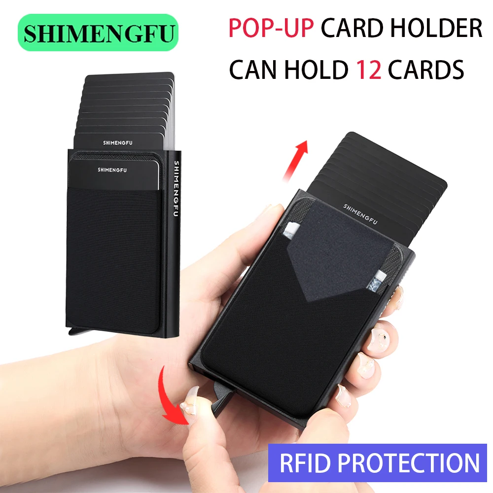 Top Trends: Pop Up RFID ID Card Holder Male Wallet Mini Package Aluminum Metal Protective Gear Storage Bag Smart Quick Release Women Purse Shoppable Styles