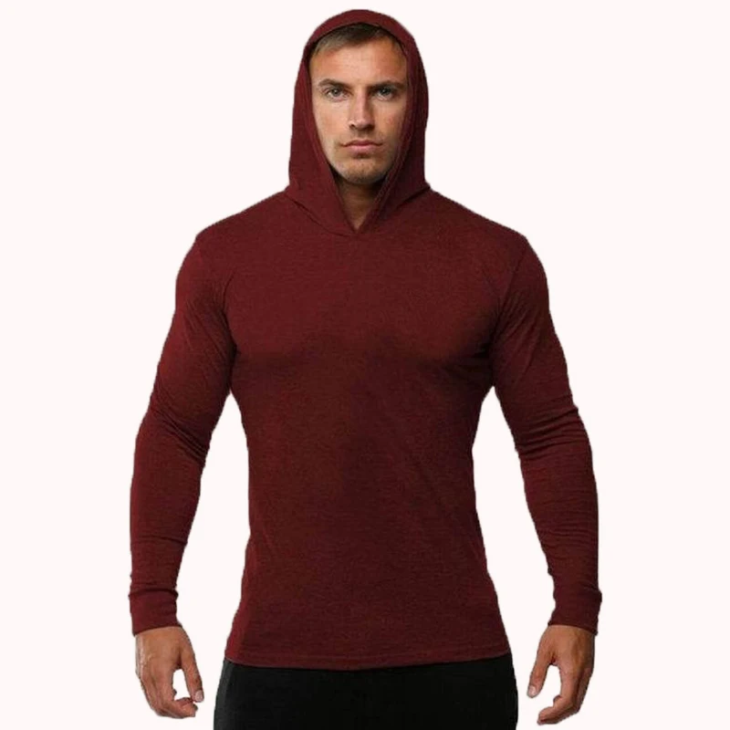 Top Trends: Summer Thin Long Sleeve Hooded European Size Men's Fitness Sports Leisure Running Training GYM 100% Cotton Sweater New Shoppable Styles - Image 6