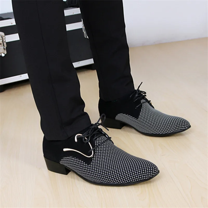 Top Trends: Men Leather Concise Shoes Men's Business Dress Pointy Plaid Black Shoes Breathable Formal Wedding Basic Shoes Men 2023 Loafers Shoppable Styles