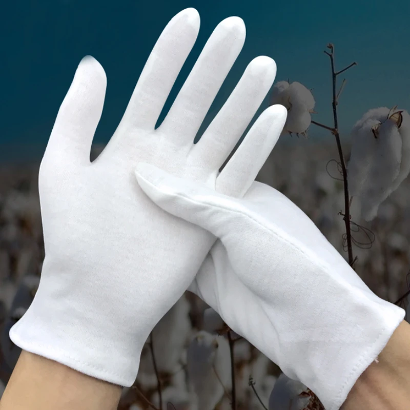 Top Trends: 1 / 10Pairs White Soft Cotton Work Gloves For Dry Hands Handling Film SPA Gloves Ceremonial Stretch Glove Household Cleaning Tools Shoppable Styles - Image 3