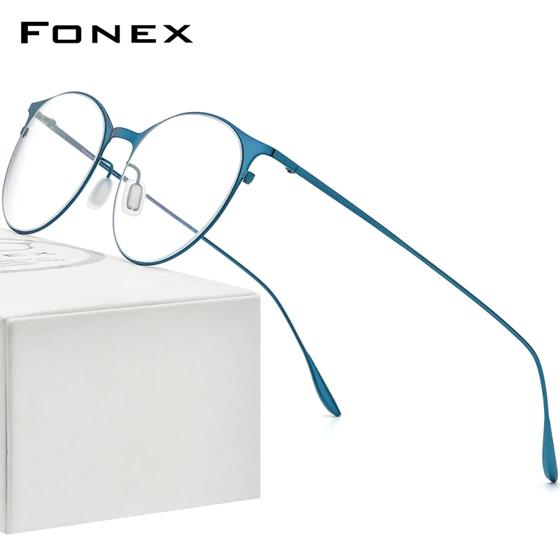 Top Trends: FONEX Alloy Glasses Frame Women Ultralight Vintage Round Prescription Eyeglasses Female Retro Myopia Optical Frames Eyewear 8106 Shoppable Styles