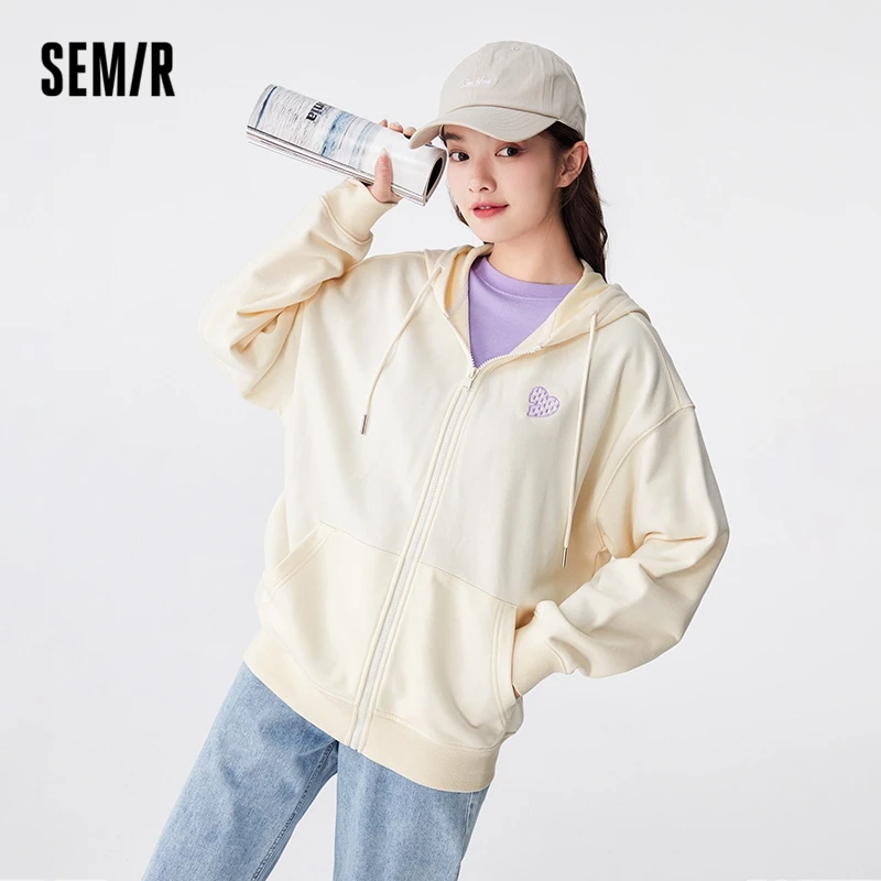 Top Trends: Semir Women Coat Mid-Length Hooded Top Simple Versatile Autumn Loose Embroidered Jacket Casual Coat For Women Shoppable Styles