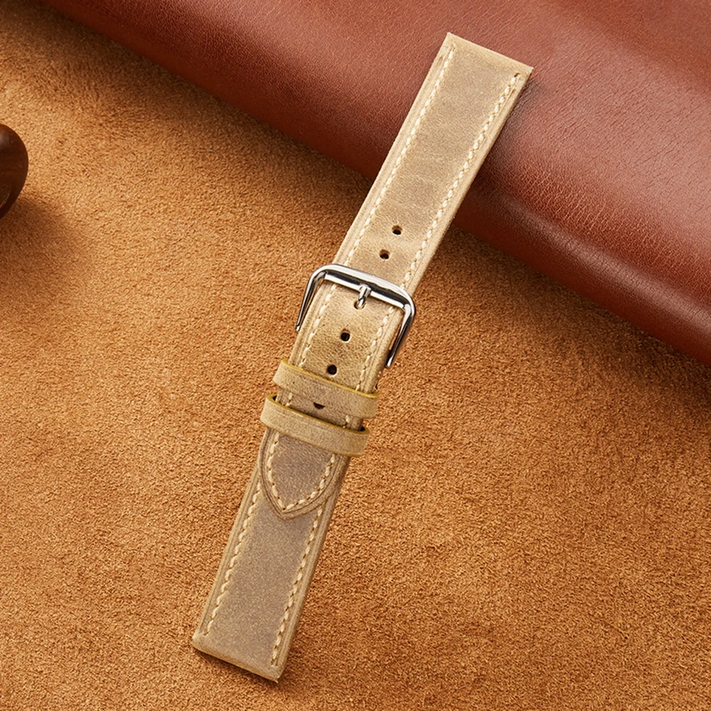 Top Trends: New Italian Style Genuine Leather Watch Strap Retro Oil Wax Skin Ultra-thin Quality Business Watchbands 18 / 19 / 20 / 21 / 22mm Shoppable Styles