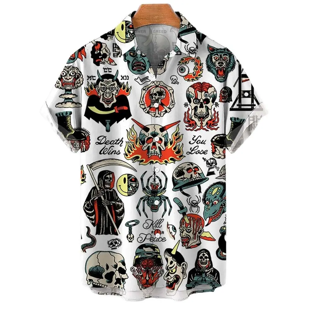 Top Trends: Skull 3d Hawaiian Shirts For Man Loose Breathable Summer Casual Men&#039;s Shirts Streetwear Beach Male Blouse Eu Size Short Sleeves Shoppable Styles