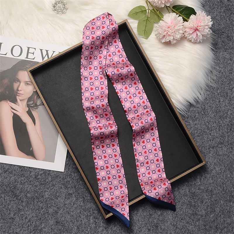 Top Trends: 2023 Luxury Silk Skinny Scarf Fashion Bag Handle Ribbon Ladies Horse Print Headband Small Hair Scarves Band Female Soft Knitting Shoppable Styles