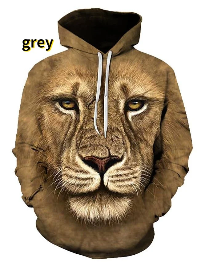 Top Trends: Fashion Animal 3D Graphic Tiger / lion 3D Print Hoodies Fashion Casual Long Sleeved Pullover Sweatshirts Shoppable Styles - Image 4