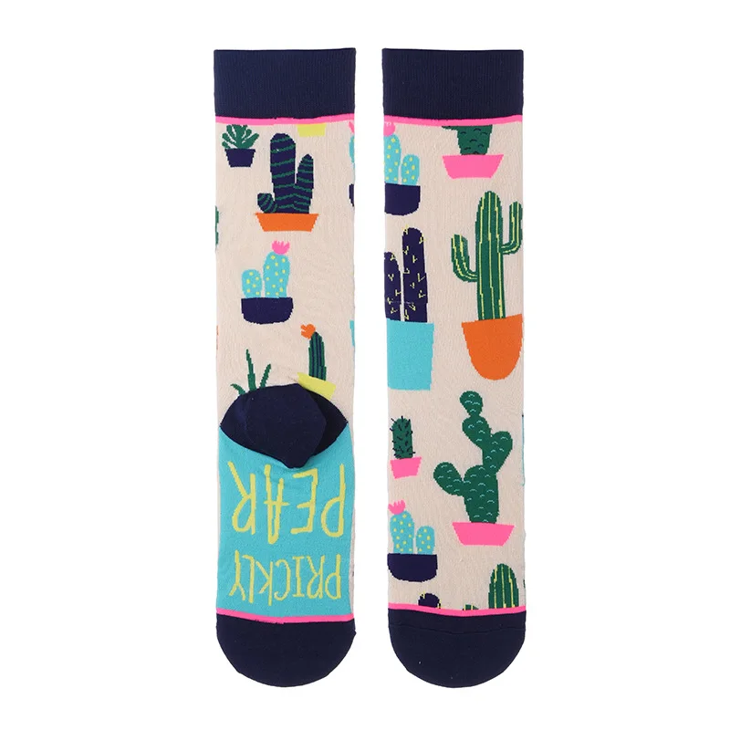 Top Trends: Autumn And Winter Socks Women's Stockings Plant Cactus Graffiti Cotton Socks Personality Fashion Straight Trendy Socks Shoppable Styles - Image 4