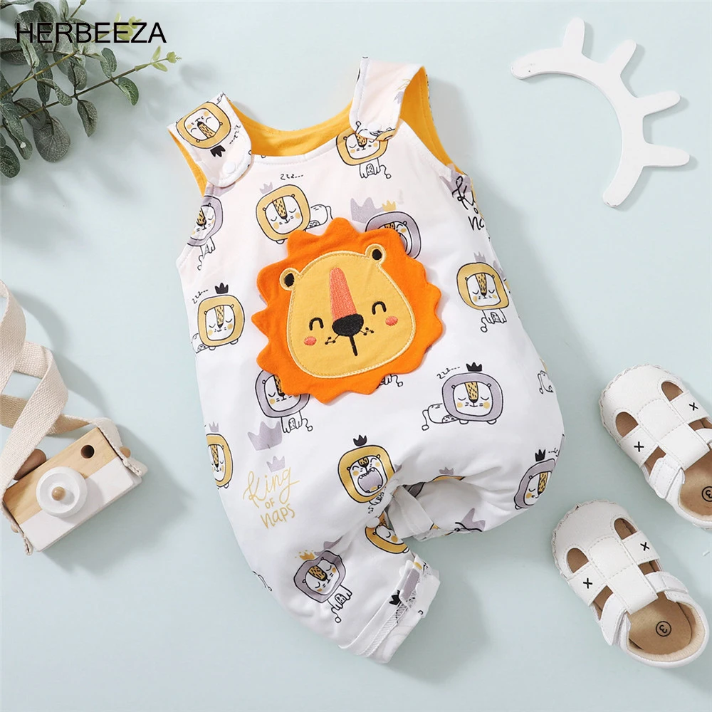 Top Trends: Cartoon Baby Clothes For Newborn Boy Jumpsuit Lion Print Baby Rompers Summer Infant Overalls For Toddler Bodysuits 0-18month Shoppable Styles