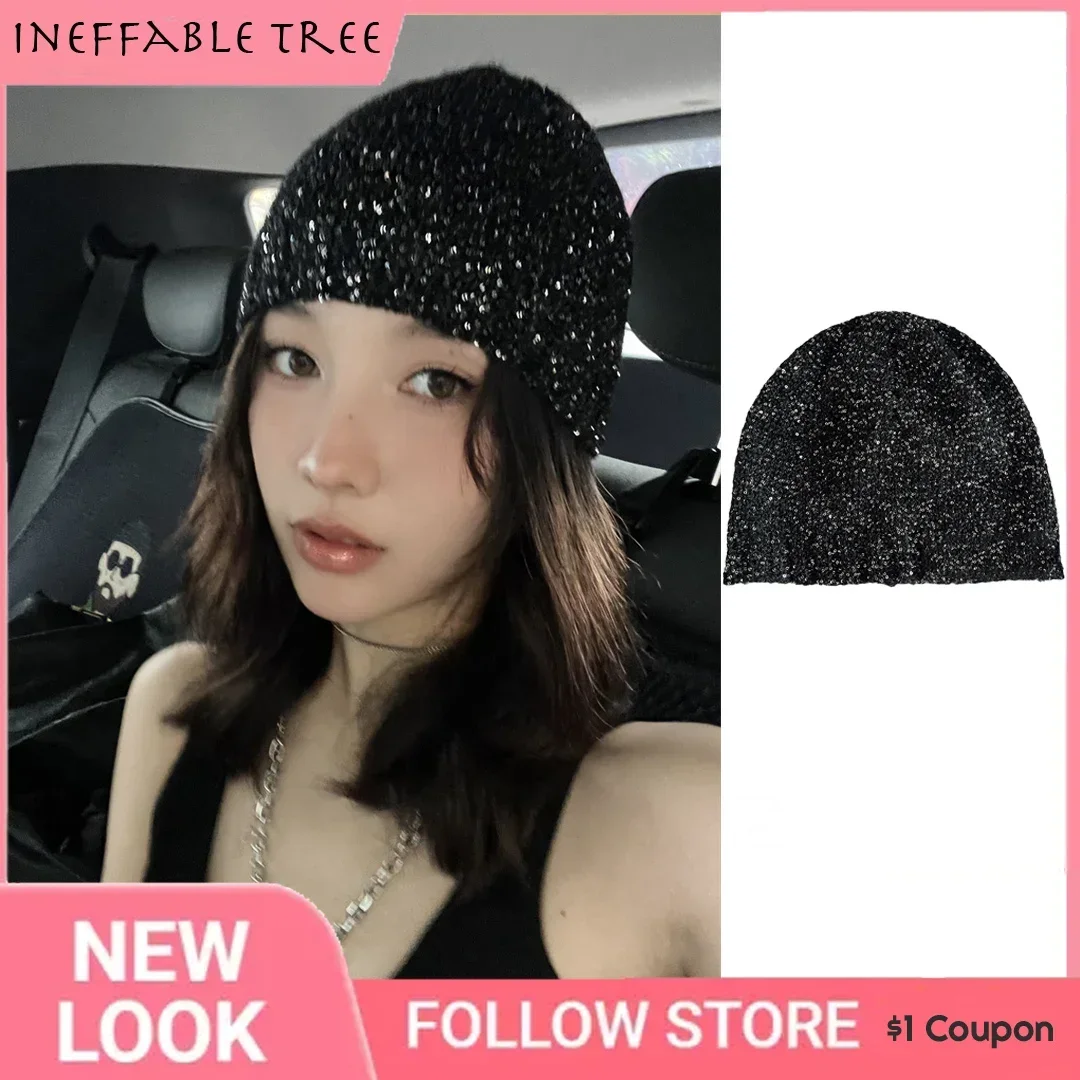 Top Trends: Korea Sequin Knitted Beanies Hats For Women Men Winter Skullies Cap Outdoor Windproof Famela Cover Head Cold Caps Ear Hat Bonnet Shoppable Styles