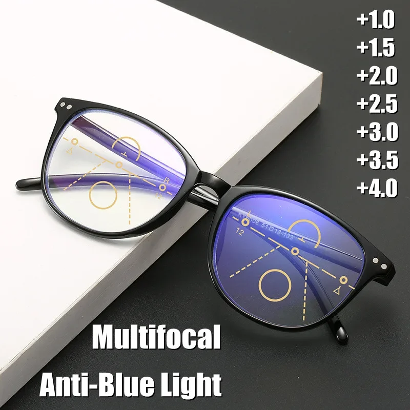 Top Trends: 2022 Anti-blue Light Presbyopic Eyewear Women Men Retro Progressive Multifocal Reading Glasses With Diopter + 1+ 1.5+ 2+ 2.5+ 3+ 3.5+ 4 Shoppable Styles