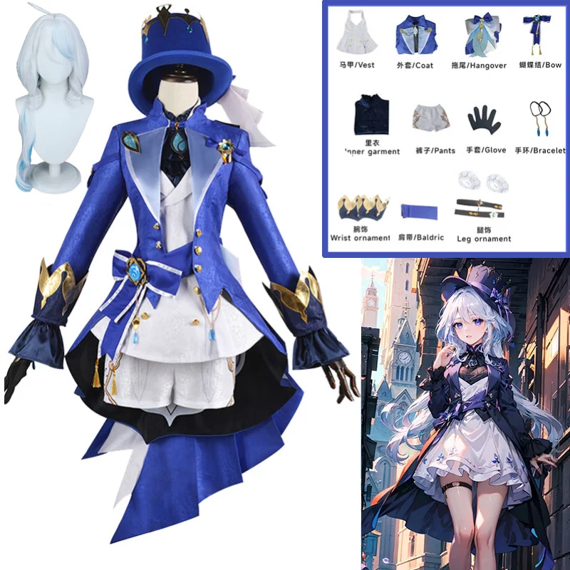 Top Trends: Anime Game Genshin Impact Focalors Cosplay Furina Hat Wig Hair Full Set Outfit Carnival Women&#039;s Outfit Dress Halloween Costume Shoppable Styles