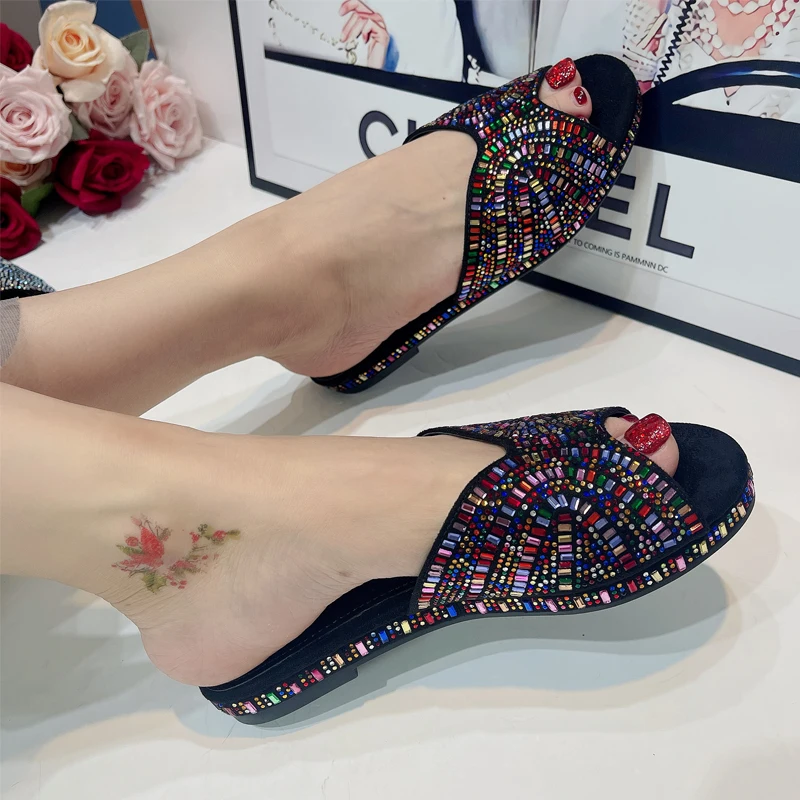 Top Trends: Trendy Colorful Slides For Women 2023 New Classic Design Sandals Italian Style Lady Shoes Low Heel Summer Mules Comfy Sandals Shoppable Styles