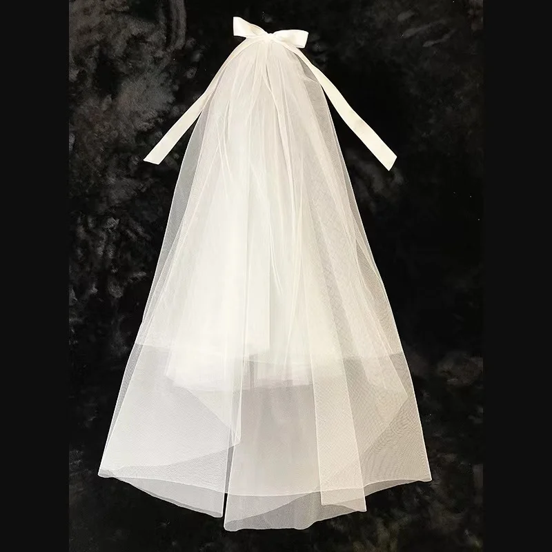 Top Trends: Custom Made Simple White Wedding Veils For Women Wedding Two Layers Ivory Short Tulle Bridal Veil With Bow Wedding Accessories Shoppable Styles