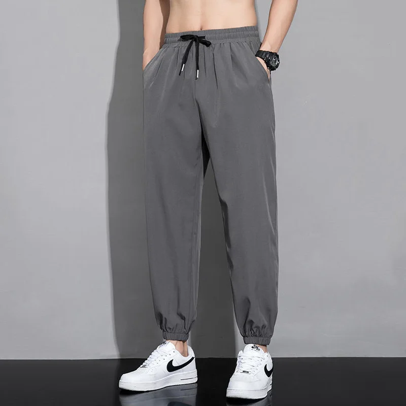 Top Trends: Spring Summer Thin Men Casual Sports Pants Korean Solid Pocket Elastic Waist Streetwear Fashion Joggers Loose Versatile Trousers Shoppable Styles