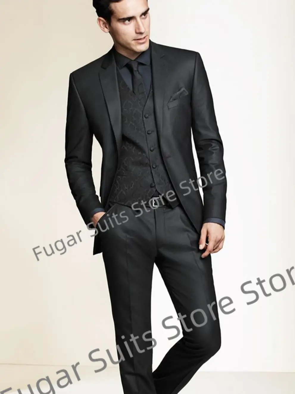 Top Trends: Custom Black Luxuly Wedding Men Suits Slim Fit Notched Lapel Groom Tuxedos Prom 3 Pieces Sets Business Male Blazer Costume Homme Shoppable Styles