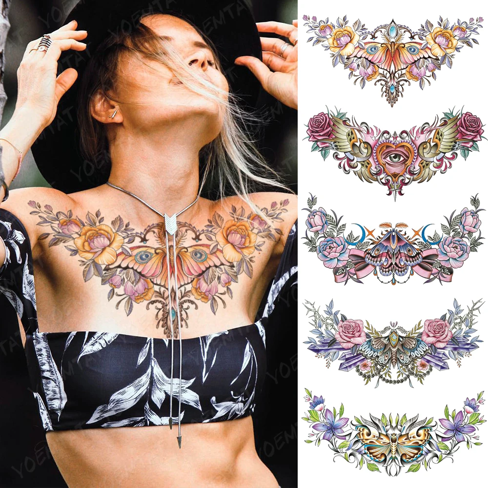 Top Trends: Chest Tattoo Stickers Mandala Color Gemstone Flower Waterproof Temporary Fake Tato Large Waist Shoulder Sexy Body Art Men Women Shoppable Styles