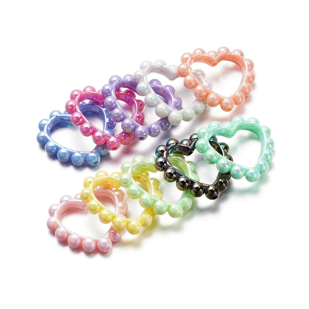 Top Trends: 5pcs / Lot Mixed Acrylic Love Heart Beads Frame Connectors For Jewelry Making Accessories DIY Bracelet Earrings Wholesale Shoppable Styles