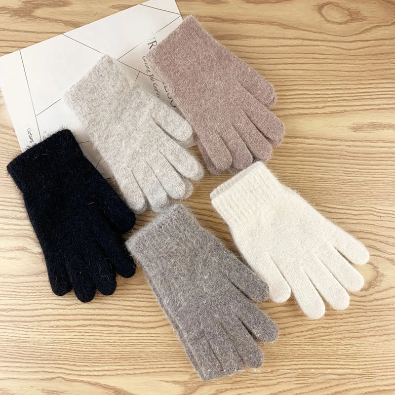 Top Trends: Women's Winter Plush Warm Riding Driving Gloves Solid Color Simple Plus Velvet Student Gloves Knitted Woolen Outdoor Gloves Shoppable Styles