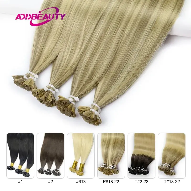 Top Trends: Straight Human Hair Extension By Fusion Flat Tip Keratin Capsules 0.8g / 1g / Strand 50pcs Natural Hair Extension Ombre Blond Color Shoppable Styles