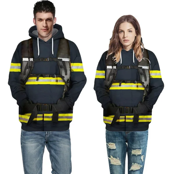 Top Trends: Funny Cool Men / Women Cosplay Graphic Sweatshirts Firefighter 3D Print Hoodies Shoppable Styles - Image 2