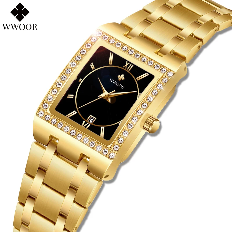 Top Trends: WWOOR New Gold Watch 8858 Women Watchs Steel Top Luxury Brand Ladies Bracelet Watches Female Clock Montre Femme Relogio Feminino Shoppable Styles