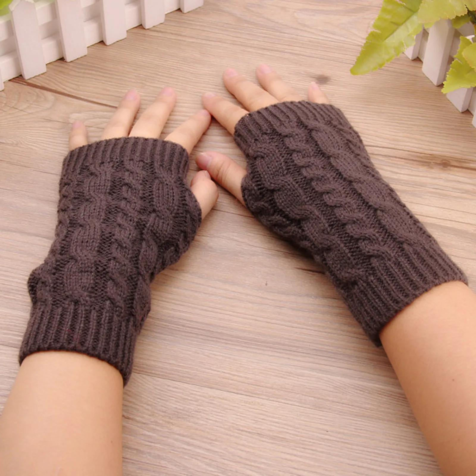 Top Trends: Women Long Fingerless Gloves Knitted Mittens Winter Arm Warmer Punk Gothic Ribbed Y2K Girls Solid Color Gloves Arm Sleeves Shoppable Styles - Image 6