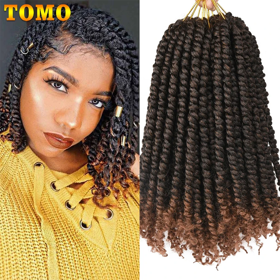 Top Trends: TOMO Bomb Twist Crochet Hair Synthetic 16Roots Spring Twist Pre Looped Crochet Braids Hair Extension Passion Twist For Women Shoppable Styles