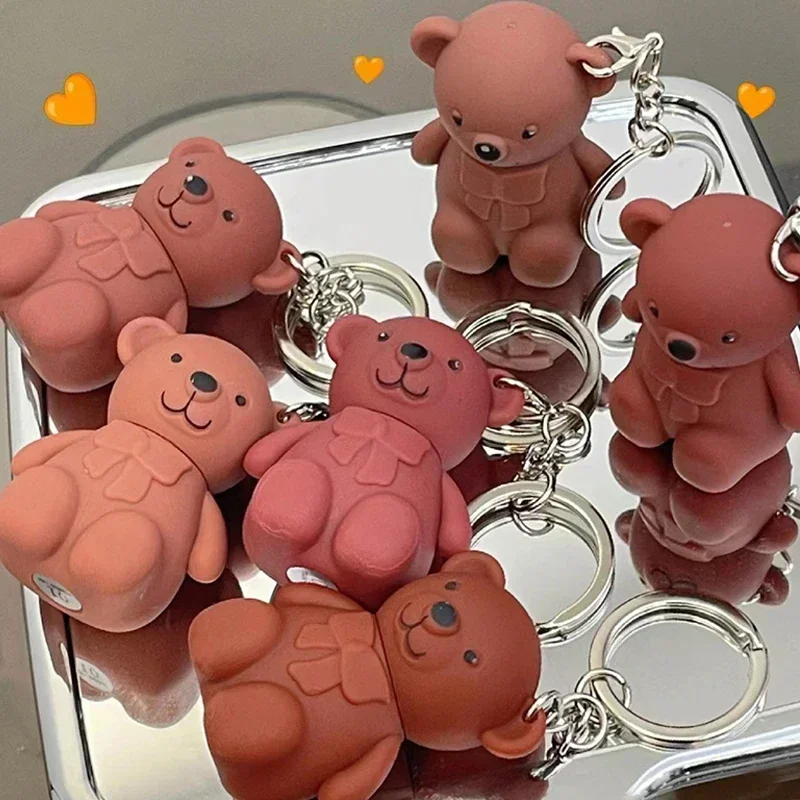 Top Trends: Cute Bear Keychain Lip Mud Matte Velvet Mousse Grey Pink Lipstick Waterproof Long Lasting Non-Stick Cup LipGloss Korean Cosmetic Shoppable Styles - Image 6