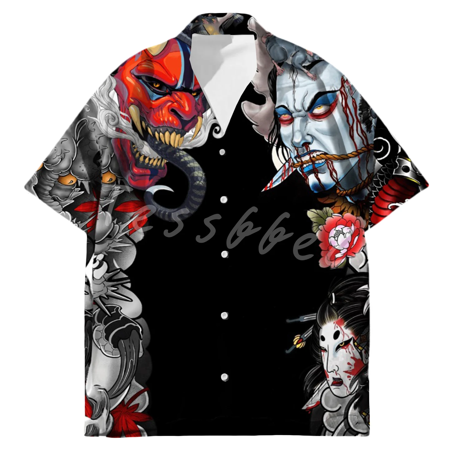 Top Trends: Japanese Tattoo Tessffel Samurai Hawaiian Men's Shirt Classic 3d Printing Large Size Shirts For Men Japan Harajuku Male Camisa Shoppable Styles