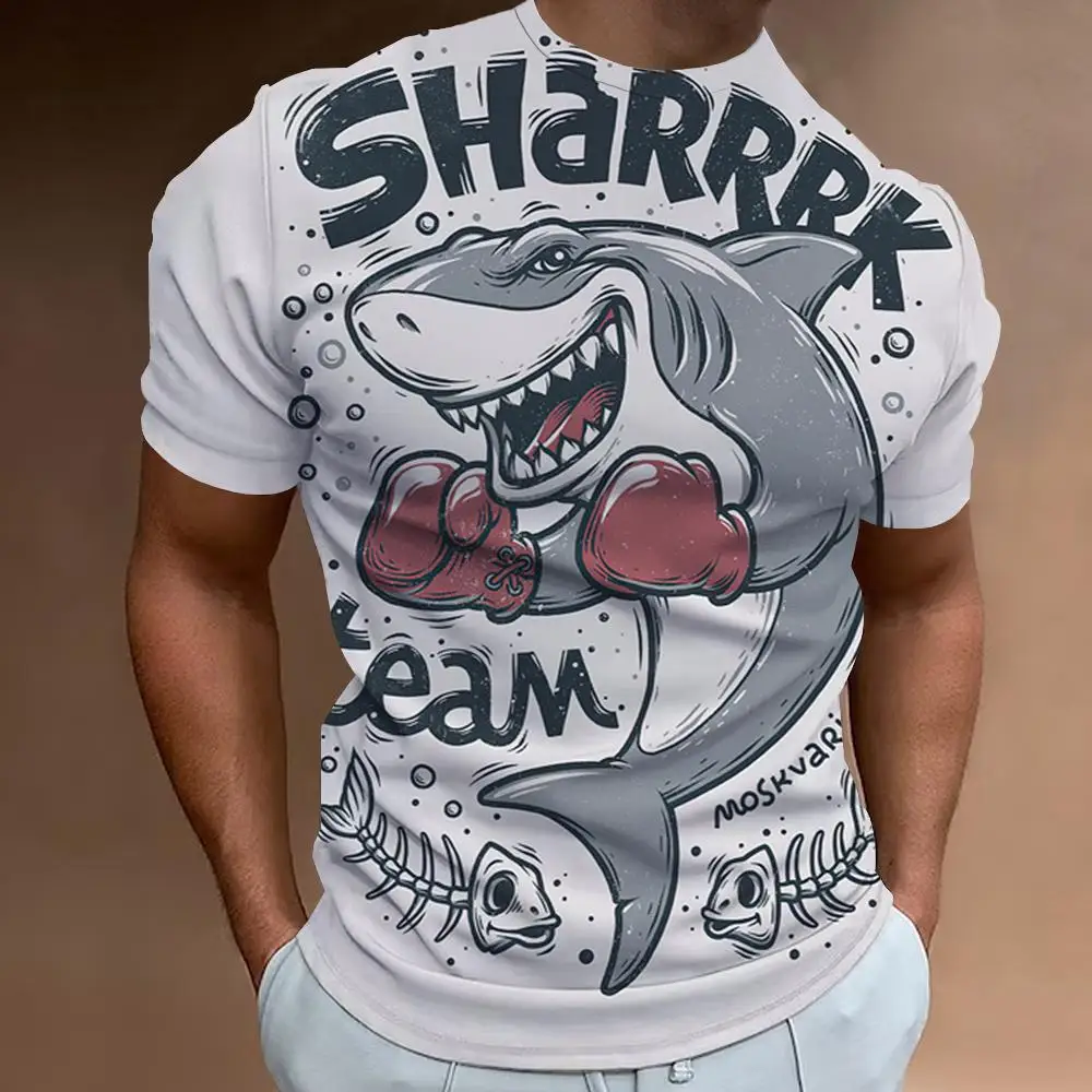 Top Trends: Fashion 3D Shark Print T Shirt For Men Summer Streetwear Animal Harajuku Tees Leisure O-neck Short Sleeve Tops Oversized T-shirt Shoppable Styles