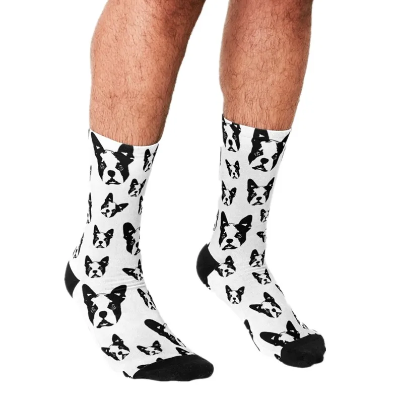 Top Trends: Men's Funny Socks BOSTON TERRIER DOG LOVER Socks Harajuku Men Happy Hip Hop Novelty Cute Boys Crew Casual Crazy Socks For Men Shoppable Styles