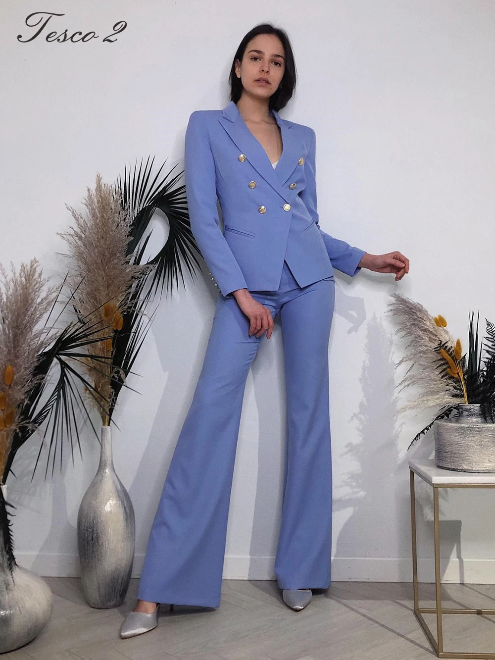 Top Trends: Tesco Women Suit Flare Pants Blazer Pant Suit Set For Women Formal Outfit For Office Lady Suit For Wedding Party Prom Shoppable Styles