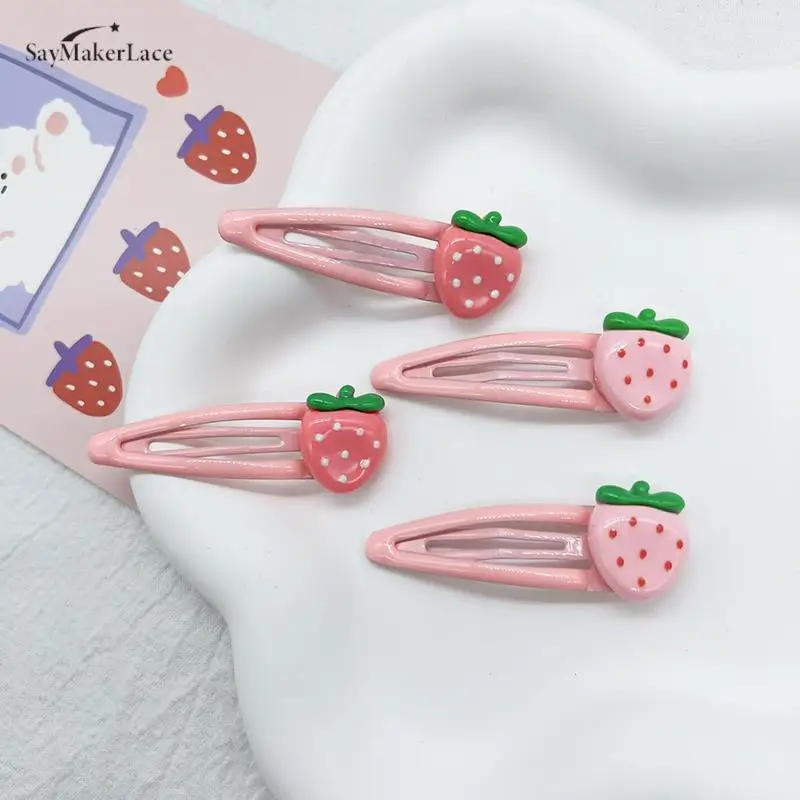 Top Trends: New Cute Sweet Strawberry Hairpin Lovely Pink Hair Clips Women Girls Bangs Clips BB Snap Clip Hair Accessories Shoppable Styles