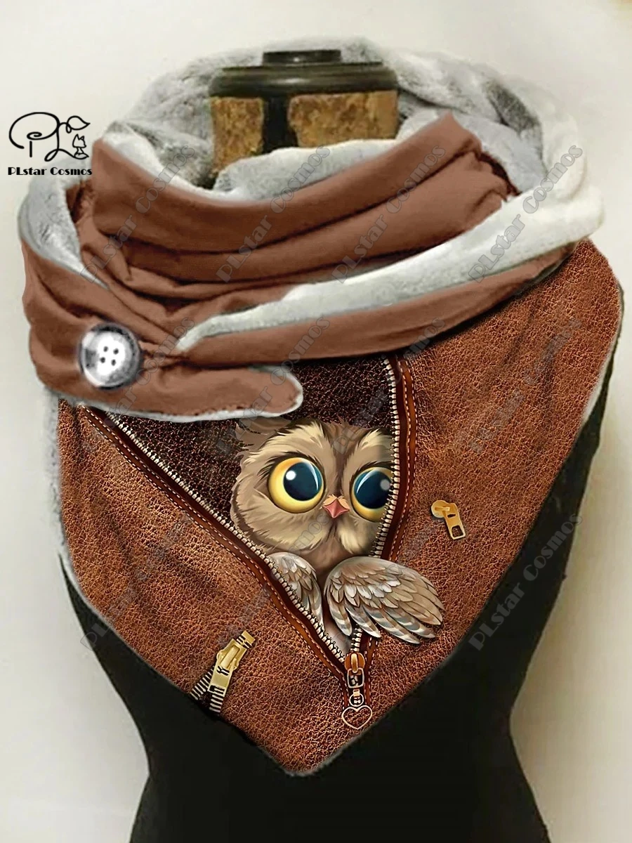 Top Trends: PLstar Cosmos 3D Printed Animal Series Cute Owl Pattern Printed Warm Shawl Scarf Spring And Winter Small Triangle Scarf M-6 Shoppable Styles