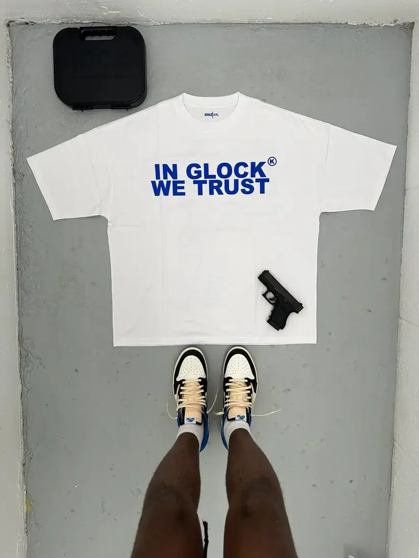 Top Trends: Kixkz Summer Fashion IN GLOCK WE TRUST Letter Print T-shirt For Women Y2k Harajuku Gothic Oversize Short Sleeve Couple Loose Top Shoppable Styles