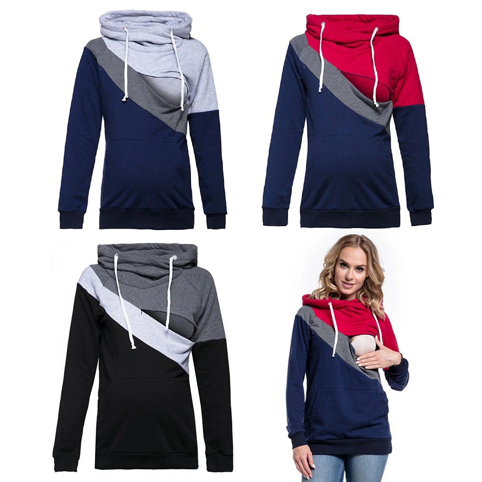 Top Trends: Women&#039;s Maternity Nursing Hoodie Long Sleeves Sweatshirt Pregnant Women Breastfeeding Layered Top Pocket Casual Clothes Shoppable Styles