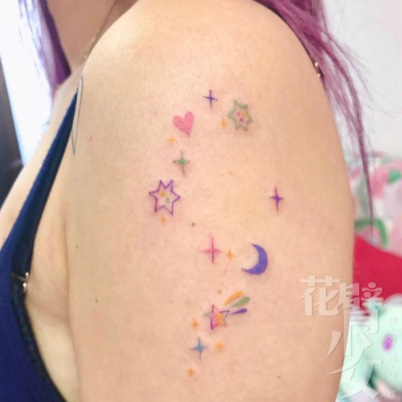 Top Trends: Waterproof Temporary Tattoo Sticker Colorful Stars Moon Love Tattoo Flash Tattoo Arm Female Shoppable Styles