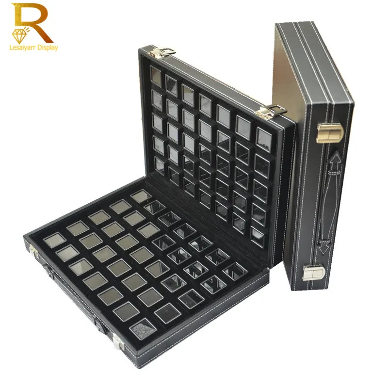 Top Trends: Portable Black Pu Travel Gem Jewelry Box Gemstone Storage Case Stone Holder Organizer 70PCS 3x3cm Diamond Box Jewelry Tray Shoppable Styles